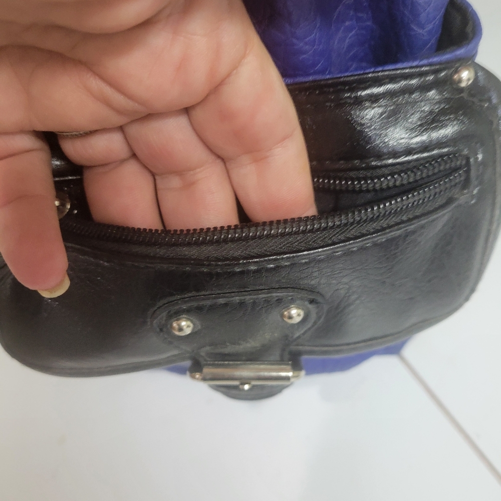 NEW Condition genuine leather blue and white shoulder bag braided leather strap - Picture 7 of 13